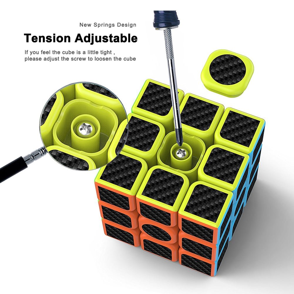 Cfmour 2 Pack Speed Cube 3X3 Set, Fast Magic Cube For Kids, Smooth Carbon Fiber Cubes, Puzzle Toys