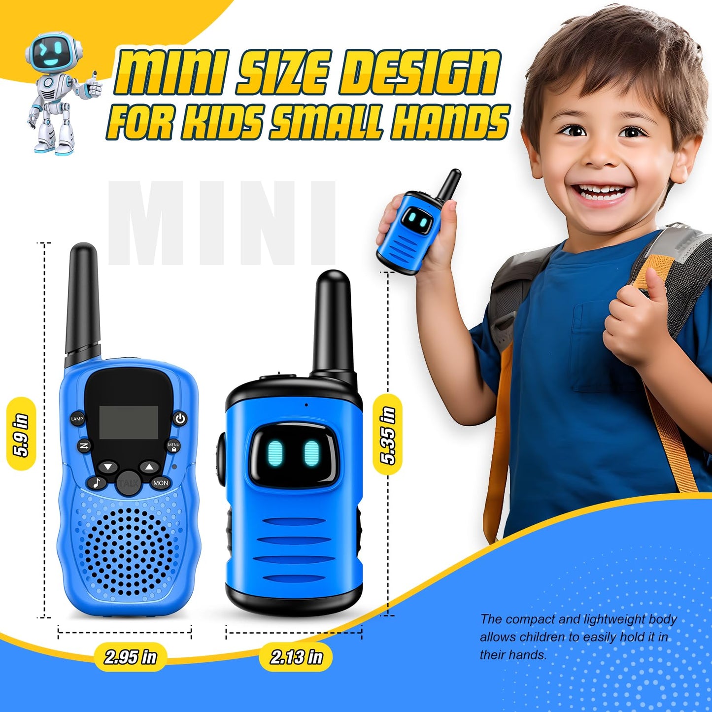 Toys For 3-8 Year Old Girls: Comedyfun Mini Robots Walkies Talkies 2 Pack Birthday Gifts For 3 4 5 6-8 Year Old Girls Boys Campi