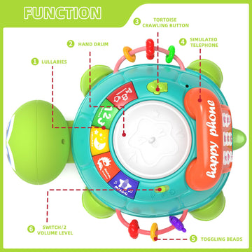 Baby Toys 6 To 12 Months,Musical Turtle Crawling Baby Girl Toys For 12-18 Months,Infant Early Learning Educational Toy,Baby Girl