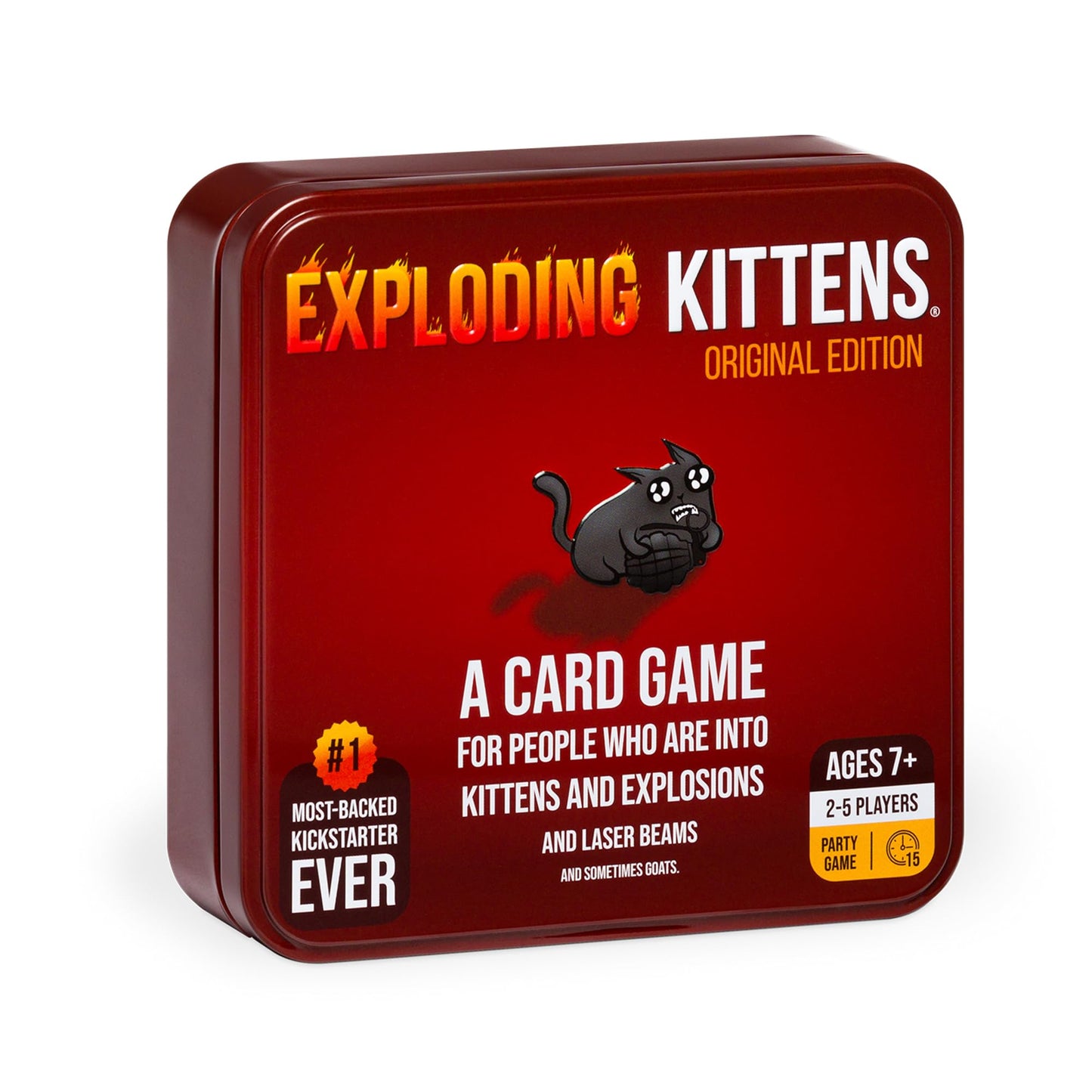 Exploding Kittens Original Edition In A Collectible Tin - Hilarious Card Game For Family - Easter Basket Stuffer - Easter Party Game For Ages 7 And Up - 56 Cards - 2-5 Players - 15 Minutes Of Play