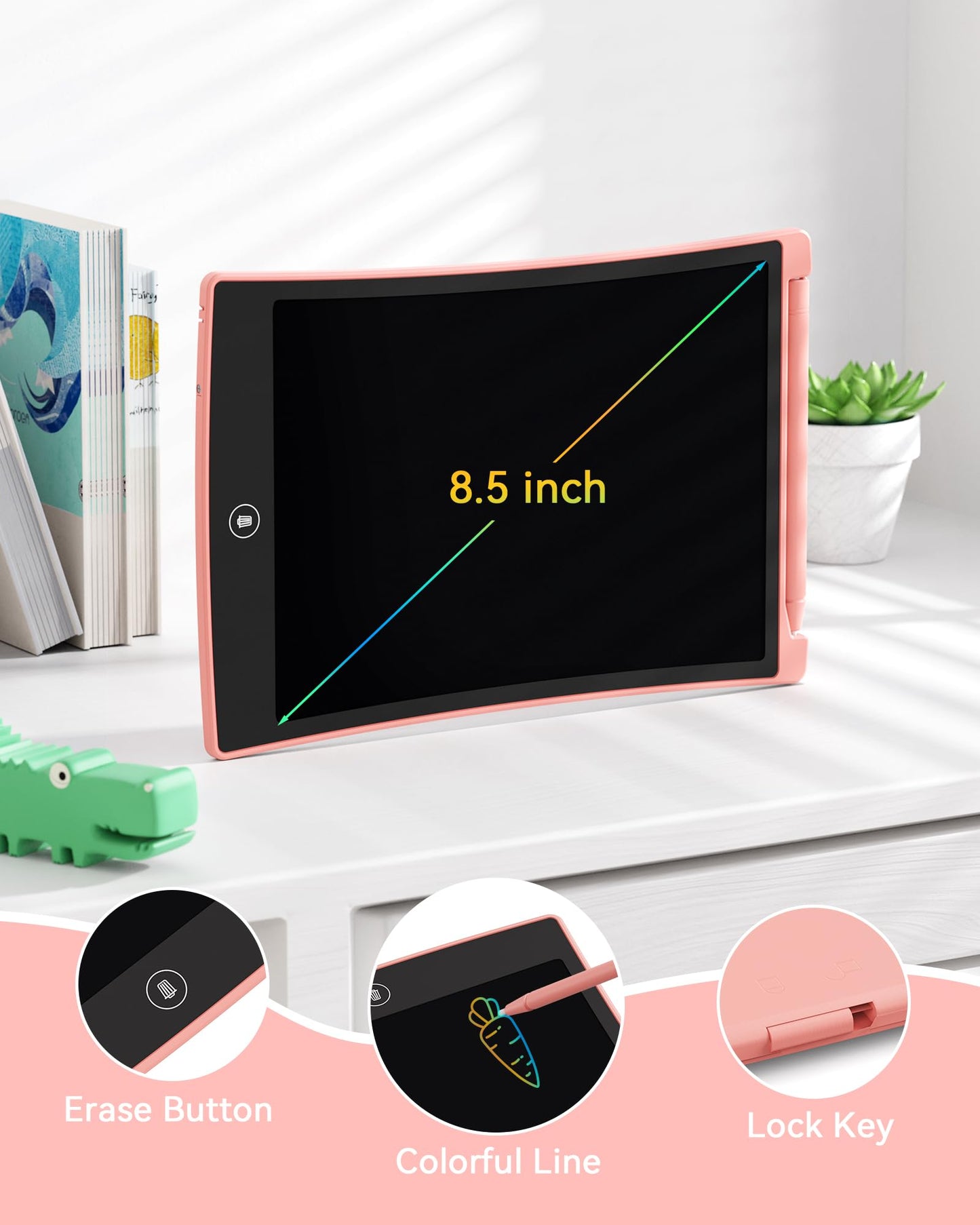 Kokodi Kids Toys Lcd Writing Tablet, Colorful Toddler Drawing Pad Doodle Board Erasable, Educational Learning Toys Birthday Gifts For Girls Boys Age 3 4 5 6 7 8(Pink)