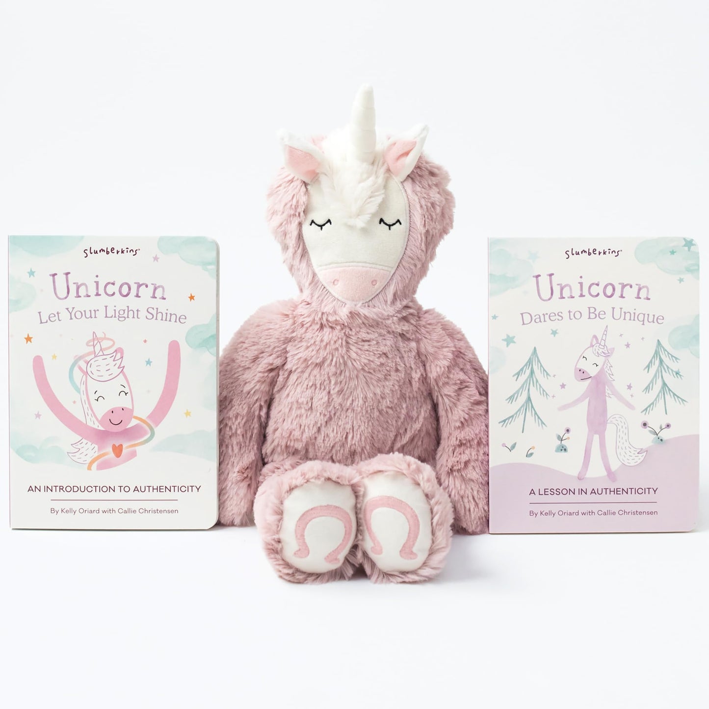Slumberkins 14'' Unicorn Kin & 2 Board Books Complete Set Bundle | Promotes Authenticity, Confidence & Healthy Friendships | Soc