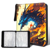 Wazzio Trading Card Storage Album Card Binder with 50 Durable 9-Pocket Pages Ice Fire Dragon Design on Pocket Card Packs Gifts for Zipper Closure Collector's Album