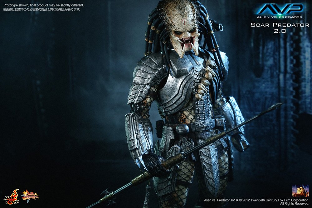 Hot Toys Sideshow Scar Predator Sixth Scale Figure, 14 inches, Multicolor, Model MM#190