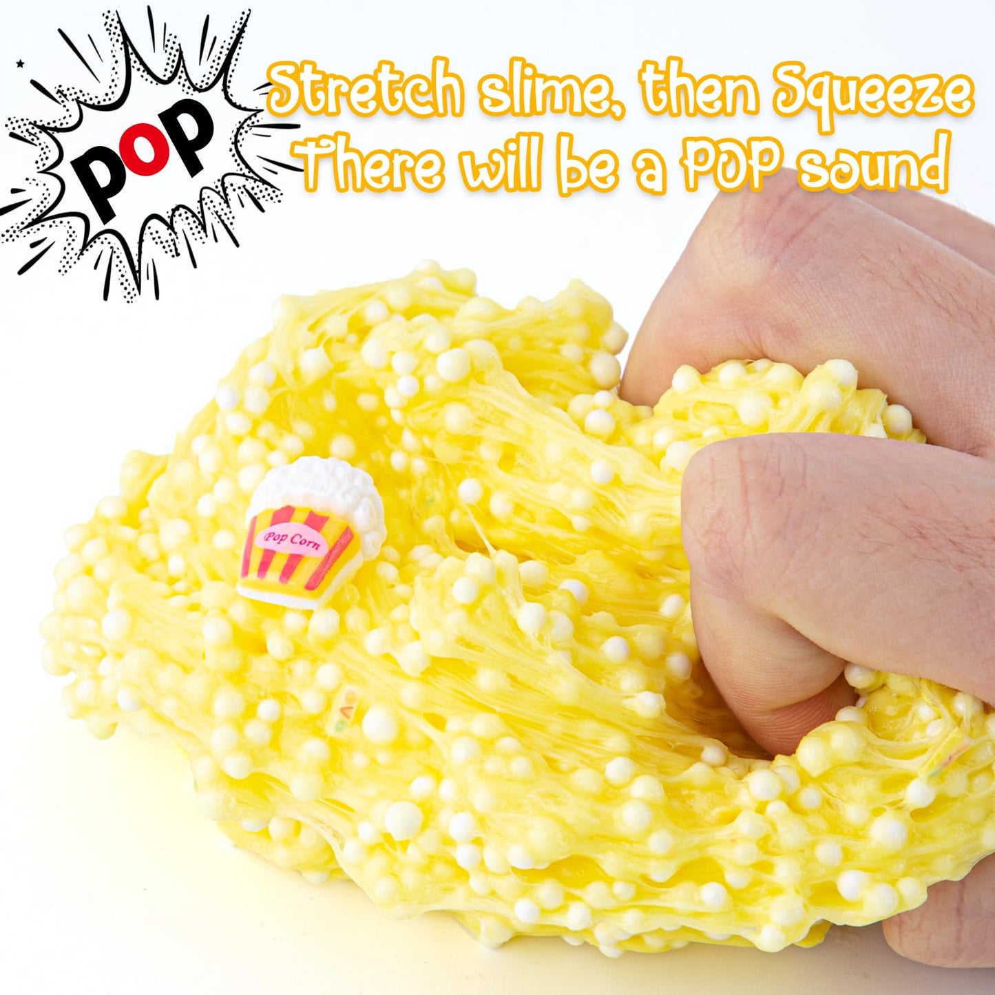 Yellow Popcorn Foam Slime, Good Stretchy And Non-Sticky Crunchy Slime, Slime Party Favors For Girls And Boys Ages 8-12, Slime Se