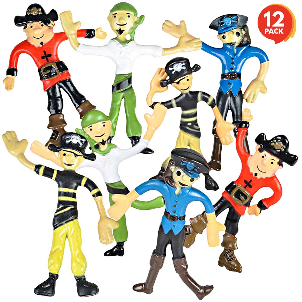 ArtCreativity Bendable Pirate Figures - Set of 12 Flexible Pirate Toy Figures for Kids, Fun Party Favors & Goody Bag Stuffers, S