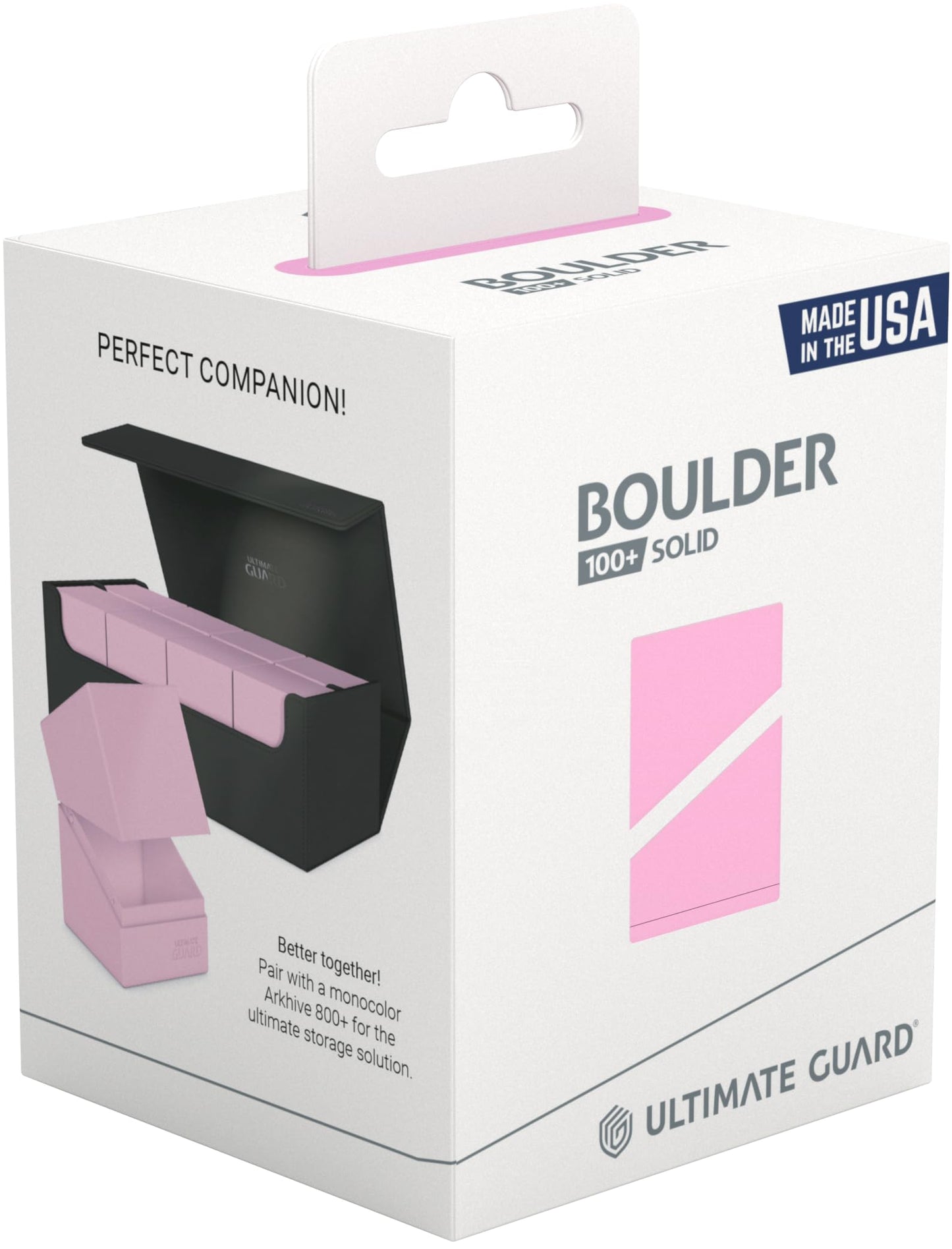 Ultimate Guard Boulder Solid 100+, Deck Case For 100 Double-Sleeved Tcg Cards, Candy Pink, Secure & Durable Storage For Trading