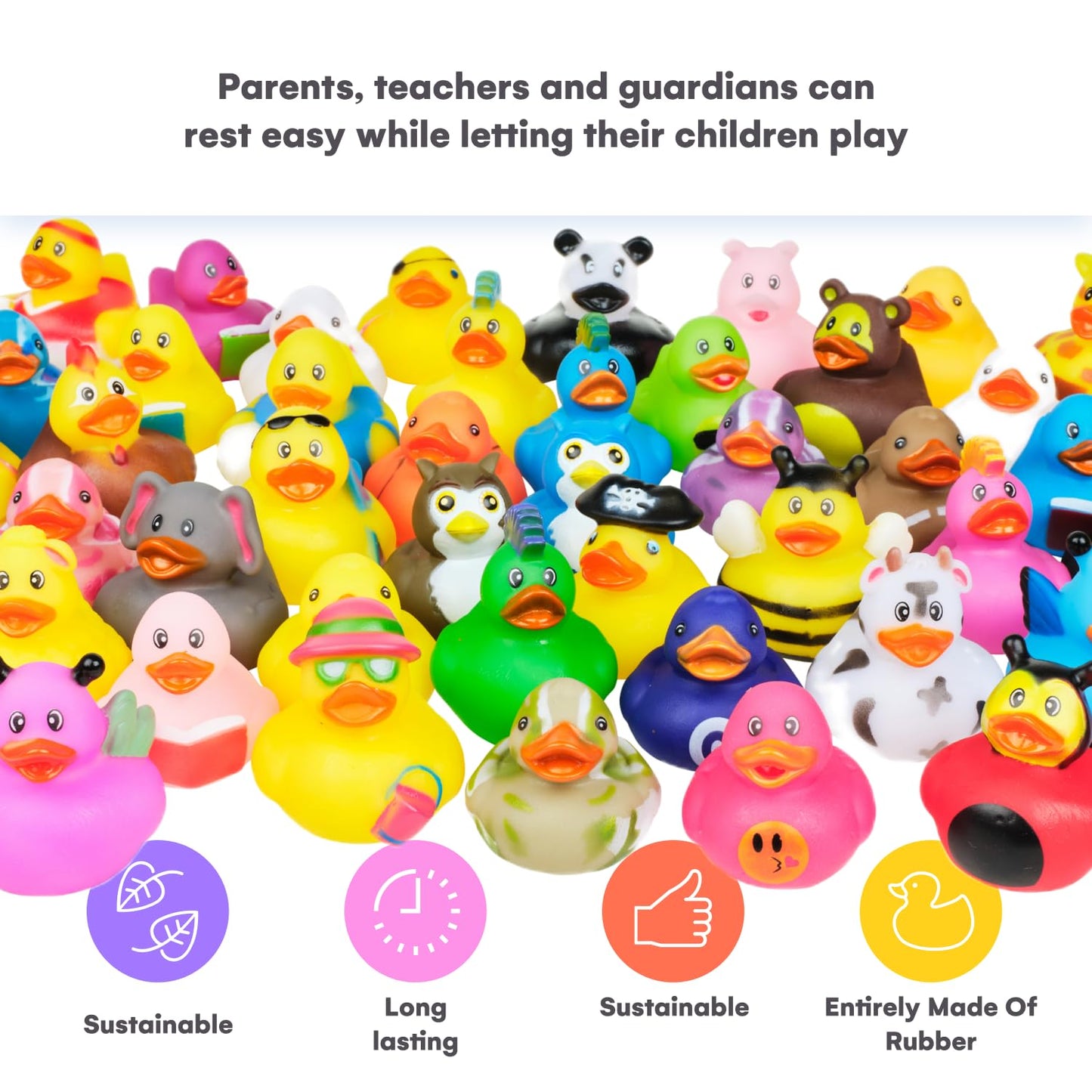 Kicko 2 Inches Assorted Rubber Ducks In Bulk - 50 Pack - Ducking Jeeps For Kids