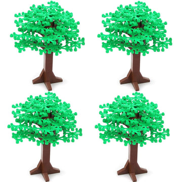 4Pcs Large Trees City Building Block Compatible With Major Brand - Classic Bricks Pieces And Parts Toy Set 6.7Inch Height Botanical Forest Garden Plant Accessories