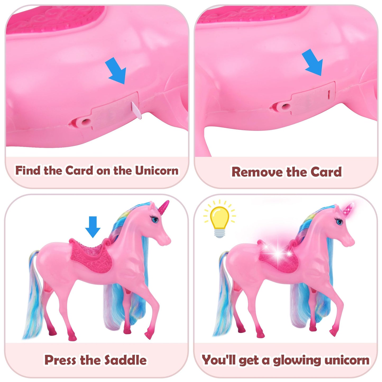 Bettina Unicorn Princess Dolls Set, Magical Light Unicorn Toys For Girls, Horse Toys With Rainbow Mane And Tail, Princess Toys,