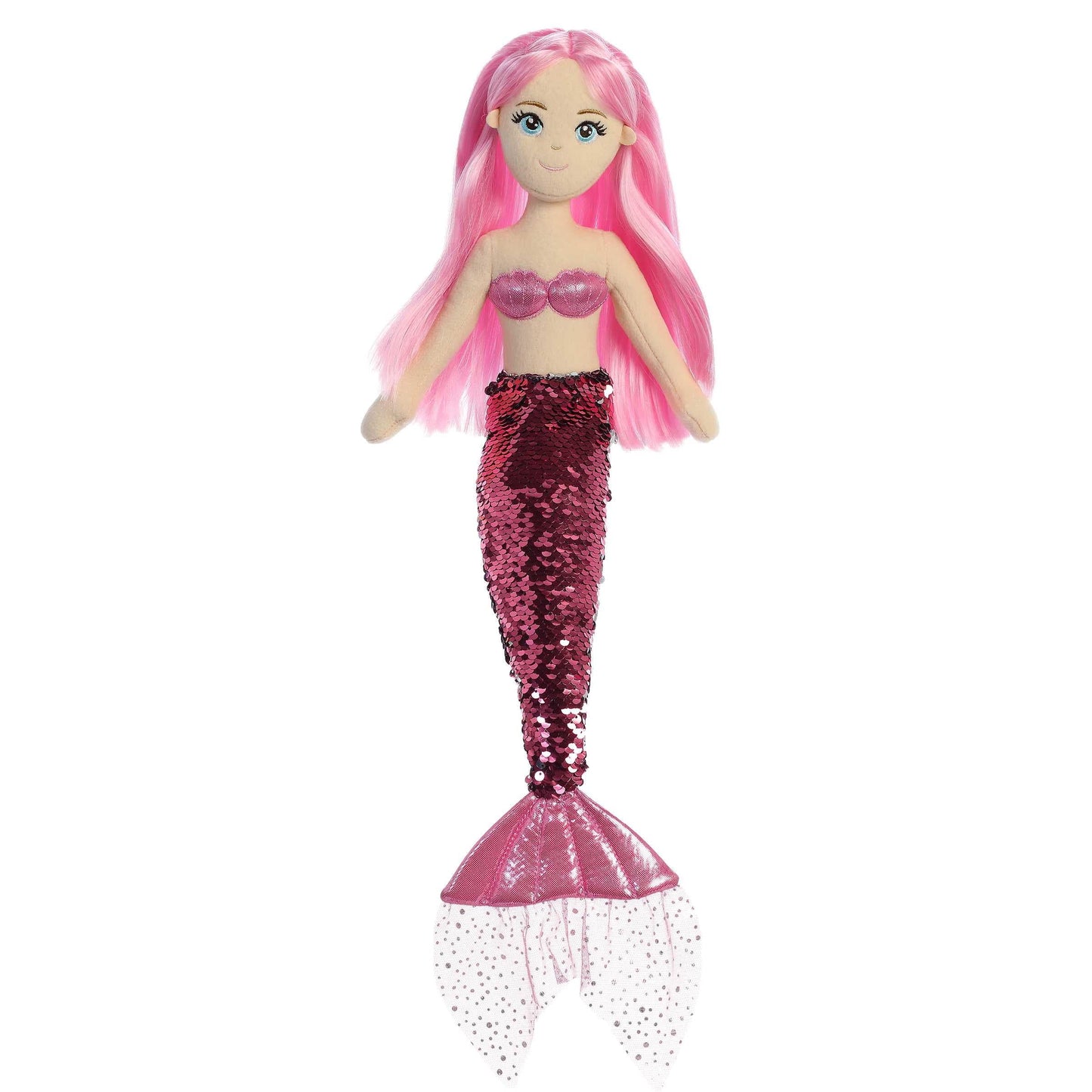 Aurora® Enchanting Sea Sparkles™ Sequin Sparkles™ Ava Stuffed Doll - Imaginative Play - Magical Companions - Pink 18 Inches
