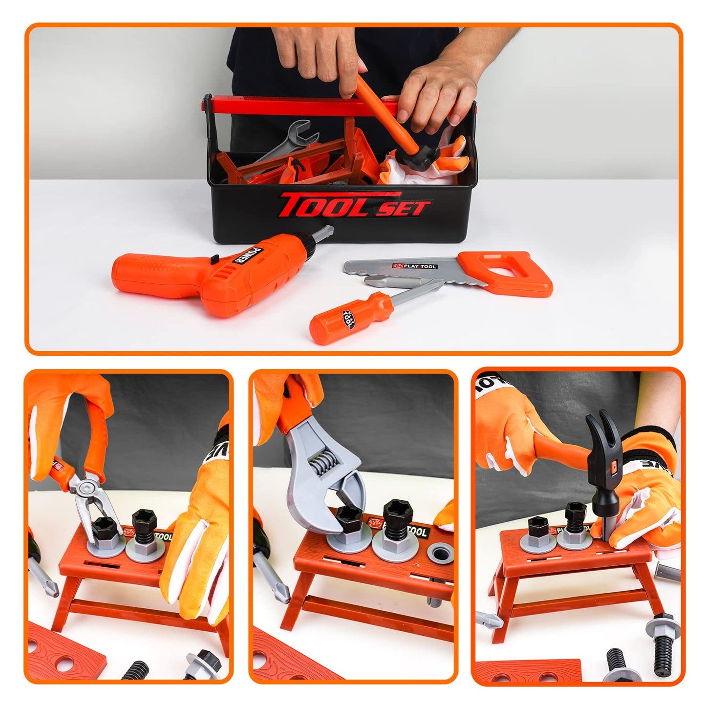 TOY Life Kids Tool Set for Boy Ages 4-6 with Kids Tool Belt, Toddler Tool Set, Tools for Kids, Kids Tool Box, Toy Tool Set with