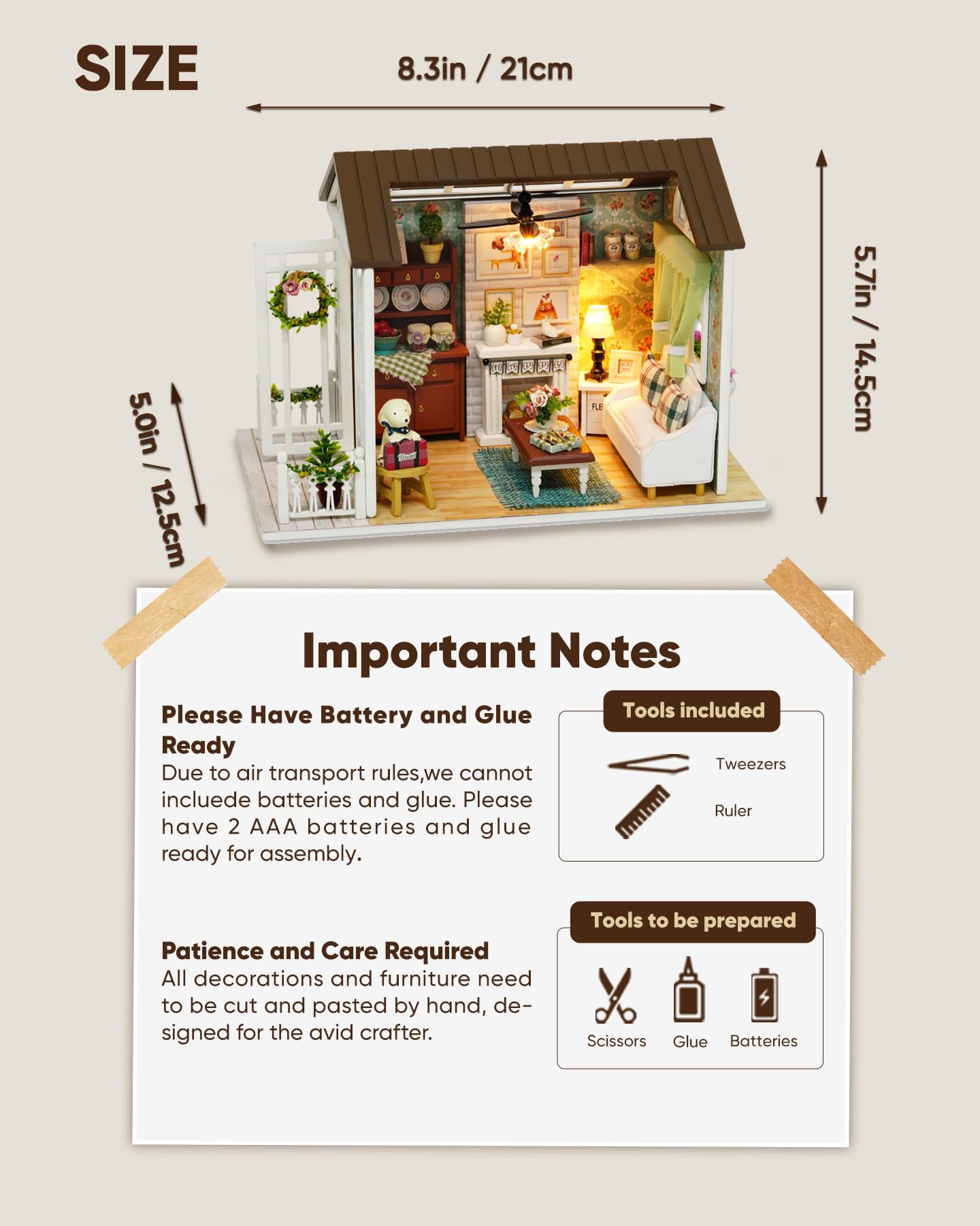 DIY Miniature House Kit DIY Dollhouse Kit for mature-themeds to Build Mini House Kit with LED Mayberry Street Miniatures Ideal Gifts for Birthday Valentine Christmas(Happy Times)