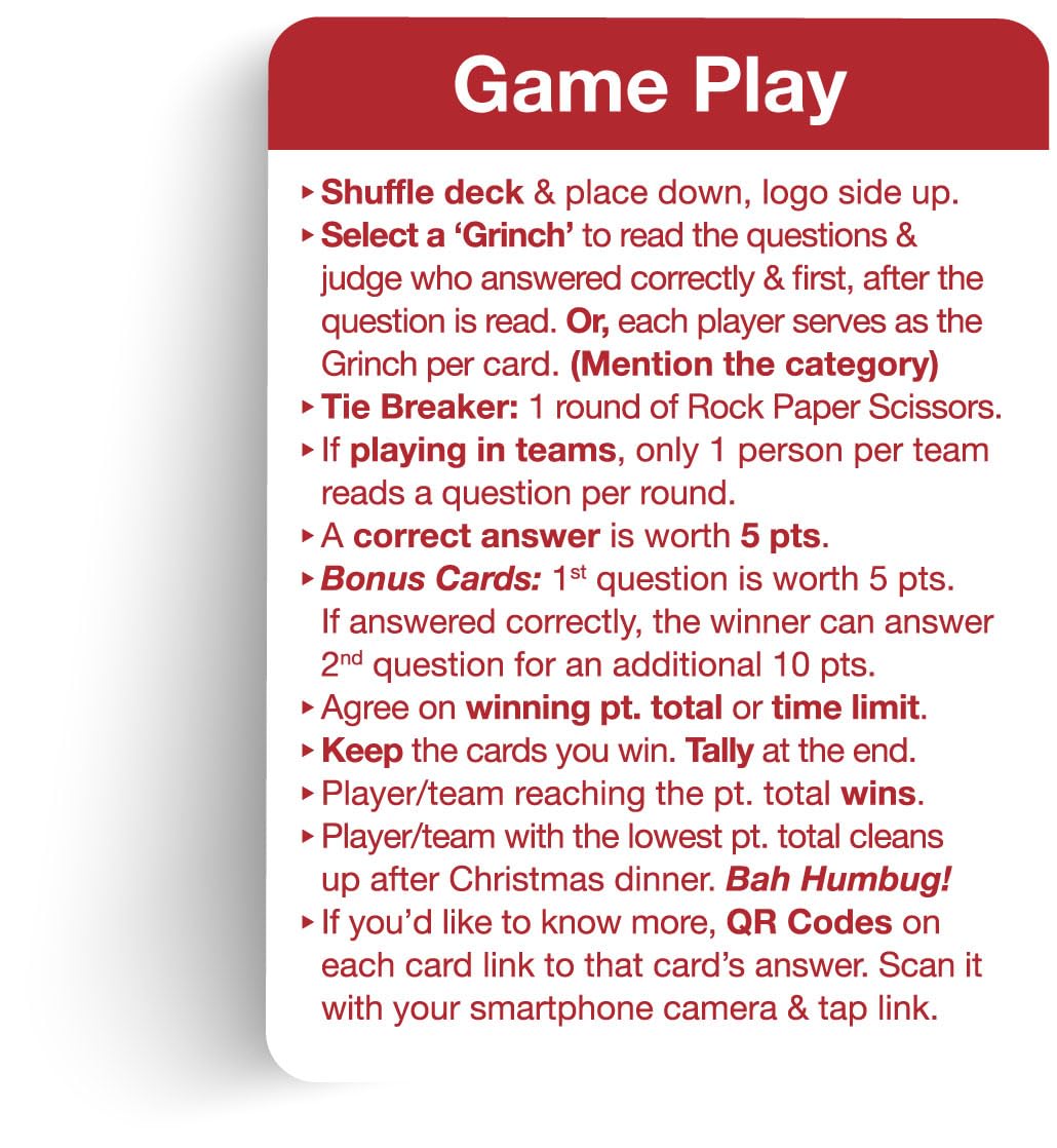 Yule Never Guess Ultimate Christmas Trivia Card Game - 110 Cards - 3 Or More Players - Ages 8+