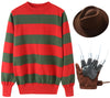 Eforpretty Halloween Costume For Kids Boys Freddy Krueger Knitted Sweater Jumper With Leather Glove Set,11-12 Years