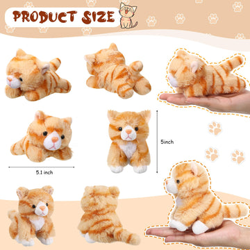 Leitee 16 Pcs Cat Stuffed Animals - 5 Inch Cute Plush Toy Set, Fluffy Kittens for Classroom, School, Pet Birthday Party Favors, Lovely Style