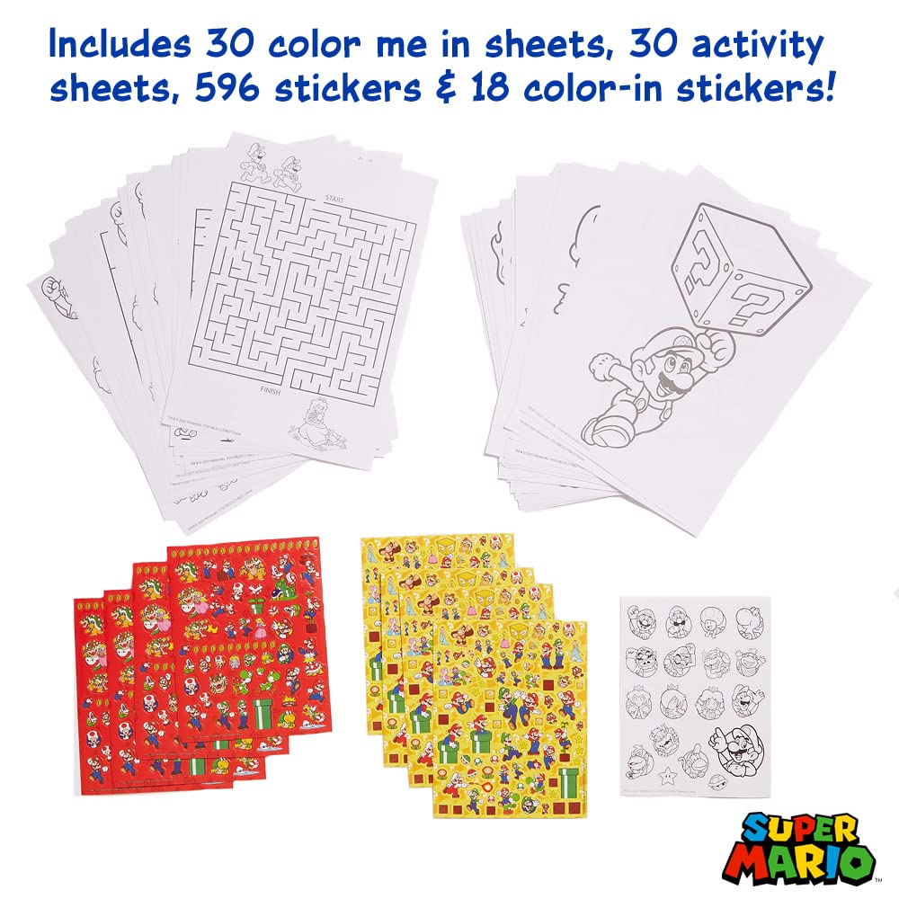 Innovative Designs Mario Brothers Super Mario Deluxe Activity Set With Carrying Tin, Coloring Sheets, Tattoos, Stickers, & Art Supplies