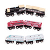 Battat Classic Trains 6Pc Wooden Railroad Set - Magnetic Toy Trains for Ages 3+ - Red, White & Black - Model BT2707Z