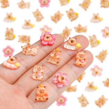 100 Pieces Tiny Flower Capybara For Dollhouse Miniatures Resin Animals For Crafts Mini Capybara For Fairy Garden Micro Landscapi