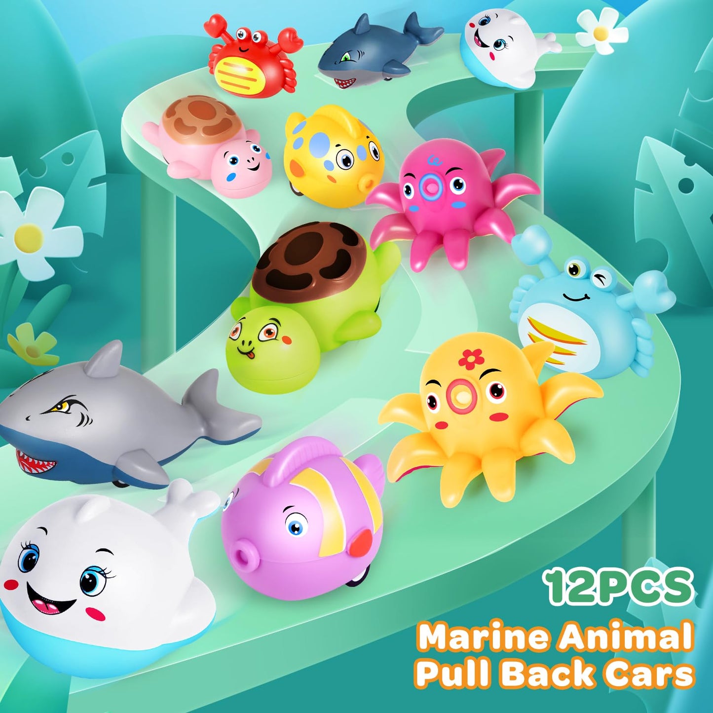 12 Pcs Pull Back Cars for Toddlers 1-3, Animal Pull Back Racing Cars, Bulk Mini Car Toys fors Boys Girls , Party Favors for kids