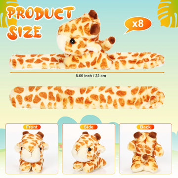 Lenwen 8 Pcs Giraffe Stuffed Animals Slap Bracelets For Kids Plush Animal Cute Wrist Slap Bands For Birthday Party Favors Boys G