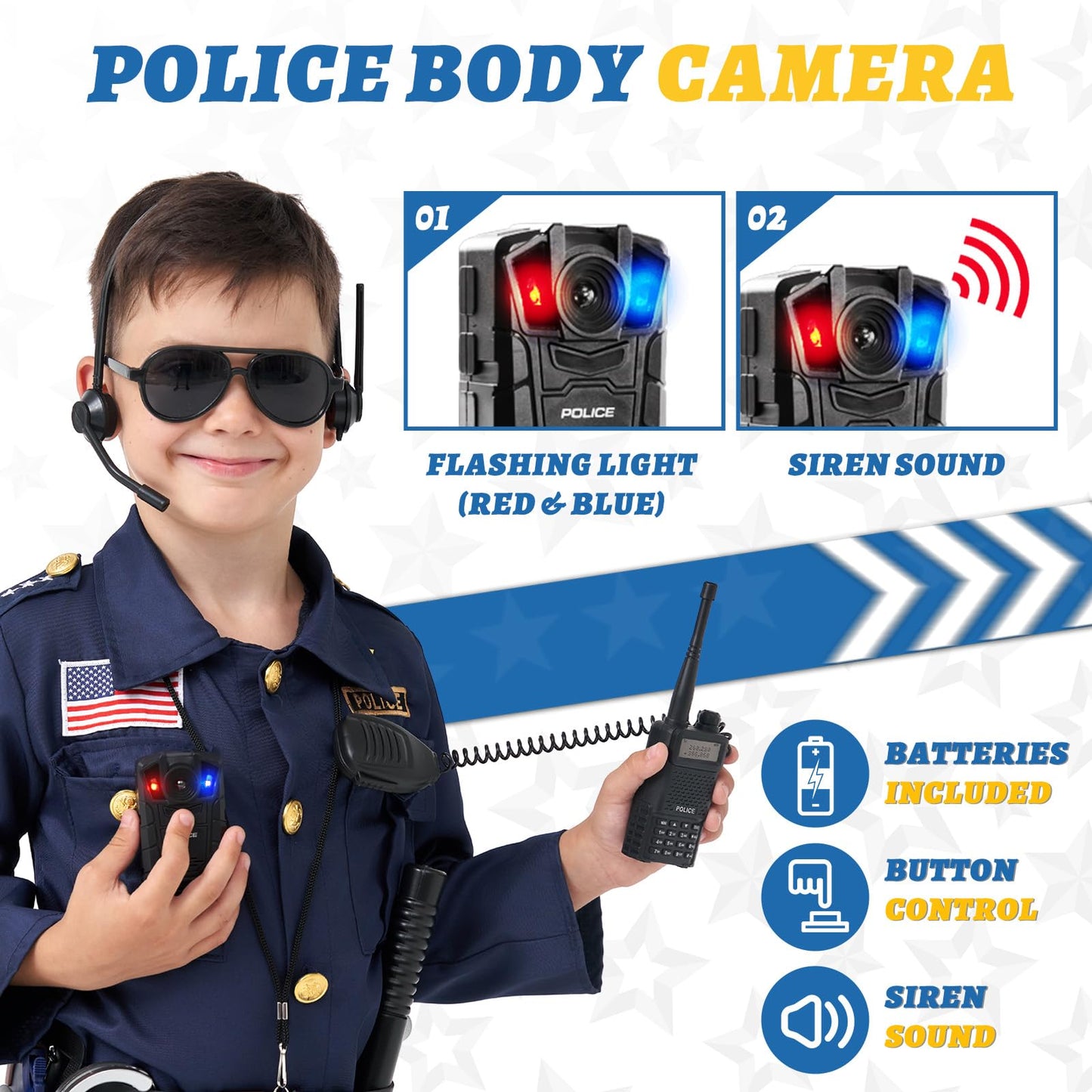Mgparty Police Officer Costume For Kids Halloween Police Cosplay Accessories For Boys Girls Halloween Dress Up Party