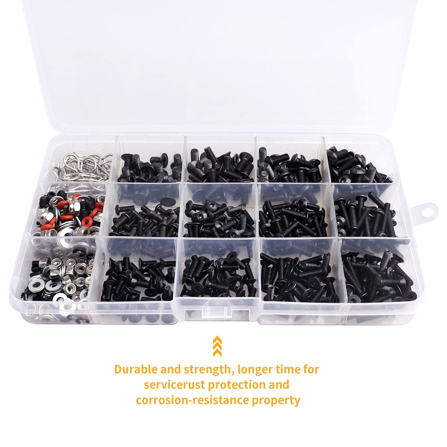 524Pcs RC Screw Kit RC Repair Tool Kit M3 M4 Hex Screws Nut Shell Body Clips Hardware Fastener w/Screw Tray and 17mm Hex Wrench