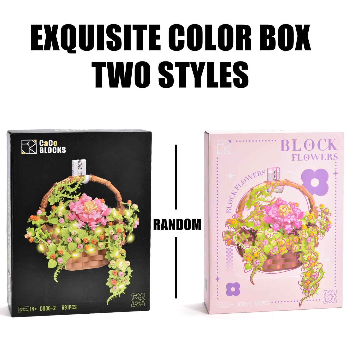 Sathibi Flower Bouquet Building Set, Flowers Basket Bonsai Plants With Led Light, Botanical Collection Wall Decor, Creative Buil