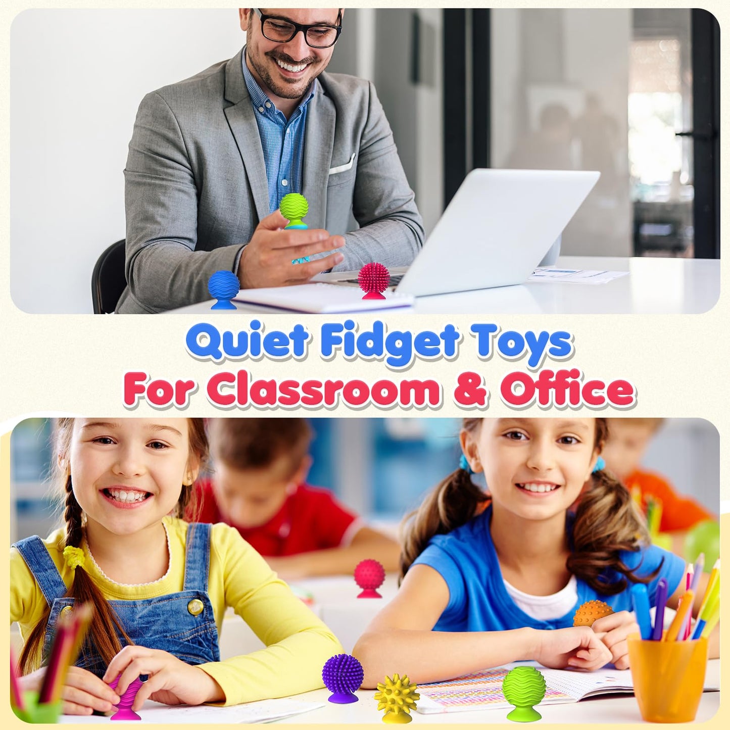 Sensory Fidget Toys Kids Adults: 16 Pack Textured Suction Toys For Autism Kids Calming - Quiet Anxiety Fidgets For Classroom - Bulk Fidgets For Classroom Prize - Easter Basket Stuffers Egg Fillers