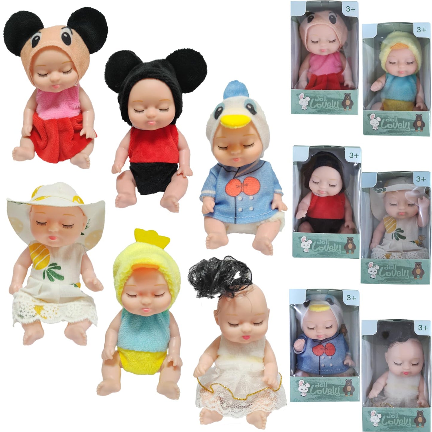 Niliswiest Mini Rebirth Doll, Gift Box Miniature Doll, Toys For Kids Over 3 Years Old (Style C)