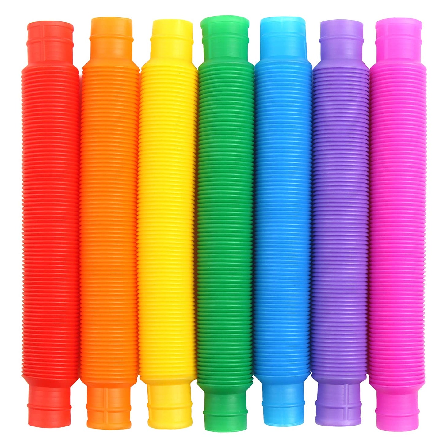 FINGOOO 7 Pieces Jumbo Pop Toobs Fidget Toys,Pop Tubes Sensory Toys for Kids Adults DIY Decompression ADHD Autism