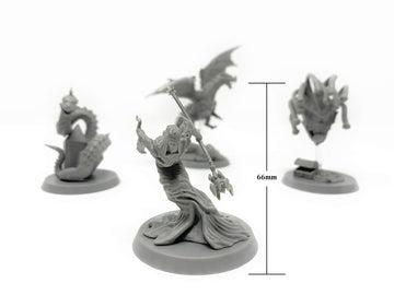 Citadel Black Colossal Onslaught Miniatures Set - 4 Pack - Large 50Mm Base, D&D Bbeg Unpainted Minis, Includes Dragon, Lich, Beholder, Basilisk