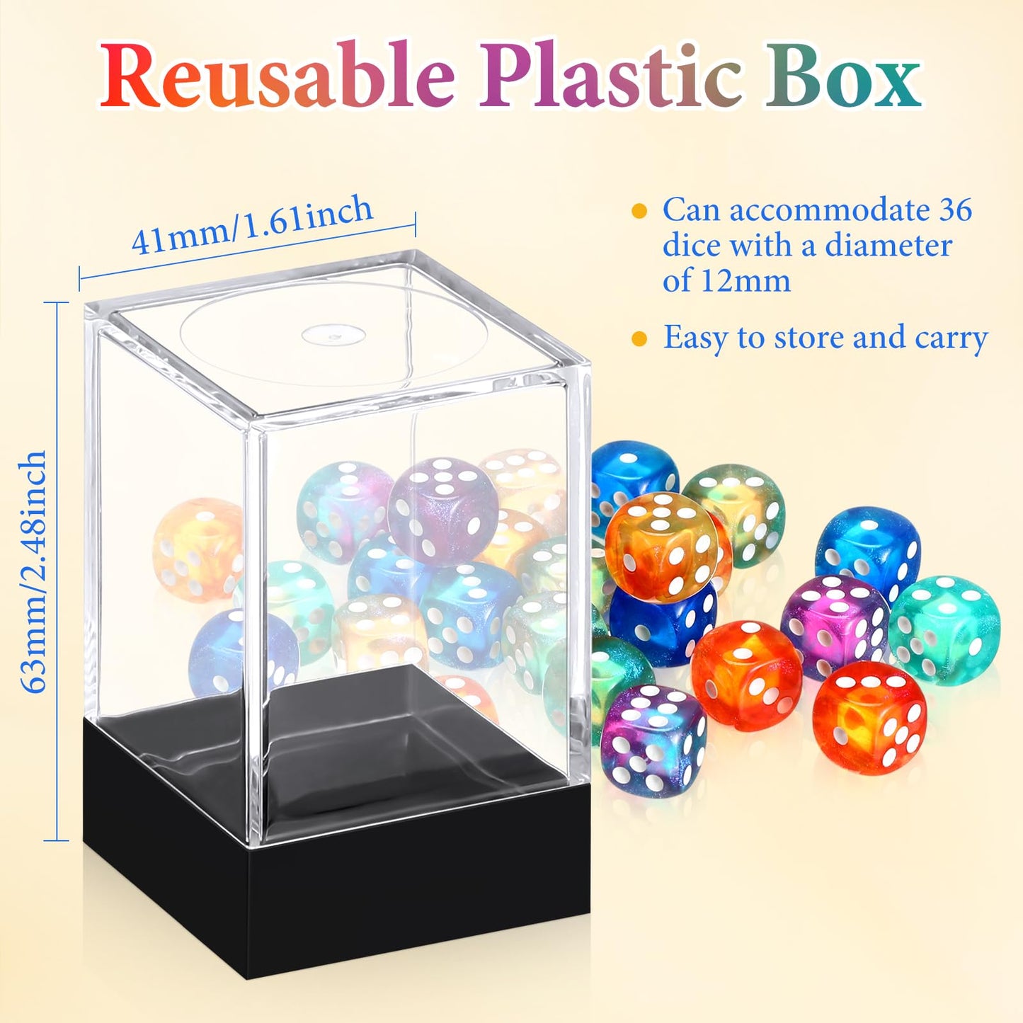 Foilswirl 144 Pieces 12mm 6 Sided Mini Dice Set for School Classroom Table Games D6 Game Standard Dice with Portable Plastic Box