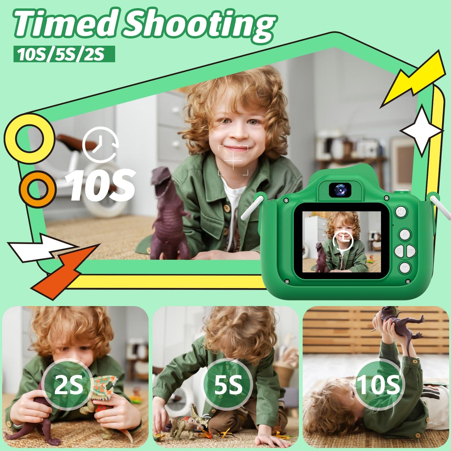 Teslahero Kids Digital Video Camera - Green, Gift for Boys & Girls Age 3-12, Perfect for Christmas & Birthday Presents