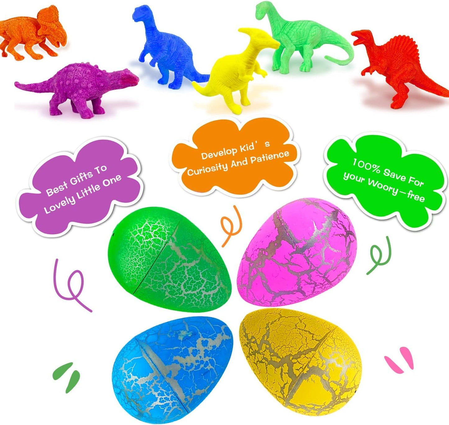 24 Pcs Easter Eggs Hatching Dinosaur Eggs For Easter Baskets Stuffers Fillers Easter Eggs Hunt Games, Grow In Water Hatch Dinosaur Egg With Assorted Color Crack Science Kits Novelty Toy Easter Gifts
