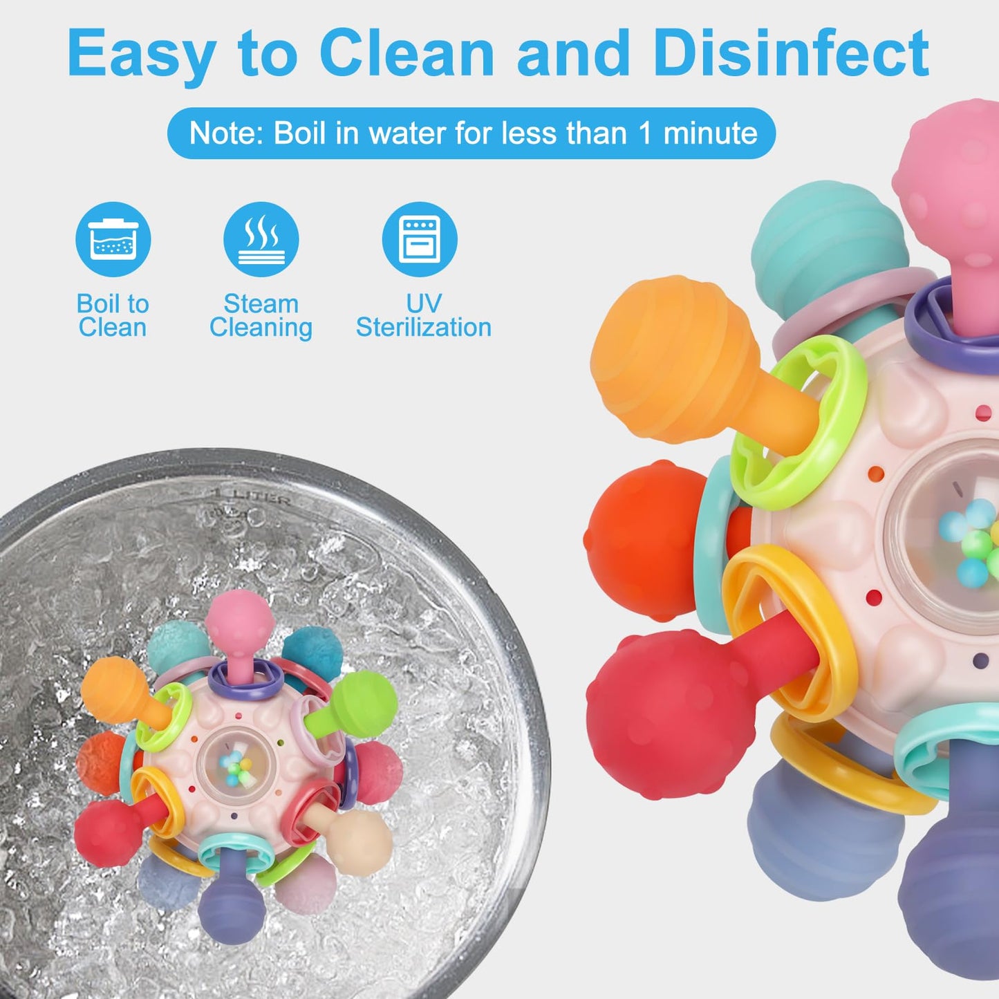 Baby Montessori Sensory Toys for 0-6 6-12 Months, Baby Teether Teething Toys for Babies 0 3 6 9 12 18 Months, Newborn Infant Lea