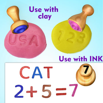 Flycoost Wooden Alphabet Number Stamp For Kids,Montessori Learning Toys For 3 4 5 Year Olds,Abc Spelling Letter Math Number Stam