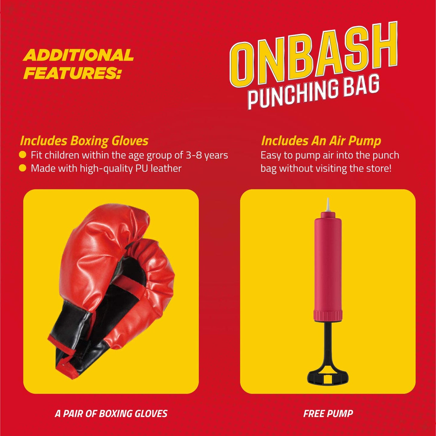 Emaas Punching Bag Set For Kids With Boxing Gloves & Hand Pump - 3-8 Years Old Adjustable Kids Punching Bag With Stand - Top Gif