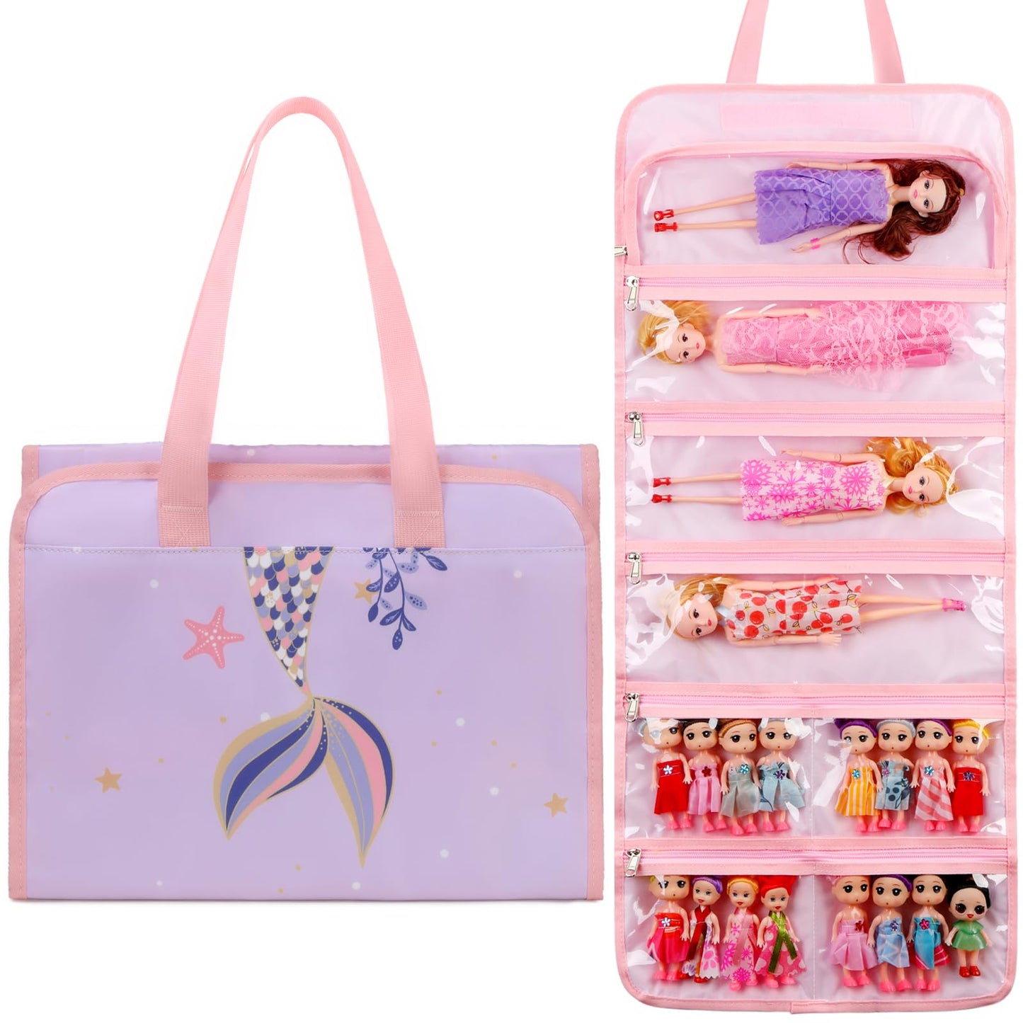 Jianya Dolls Storage Bag Toys Display Carrying Storage Organizer Clear View Compatible With All Surprise Dolls Small Toy, Lilac