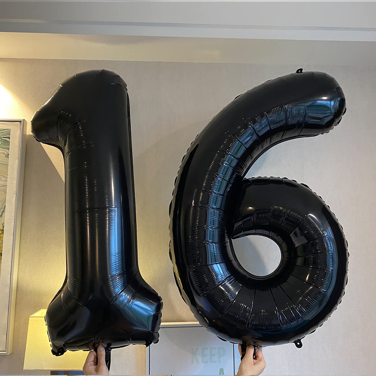 Black 16 Number Balloons Giant Jumbo Number 16 Foil Mylar Balloons For Girl Boy Men 16Th Birthday Party Supplies 16 Anniversary