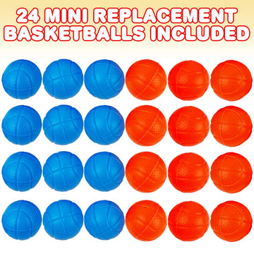 ArtCreativity Mini Replacement Basketballs Set of 24 - Blue & Orange Plastic Toys for Desktop Basketball Arcade Game