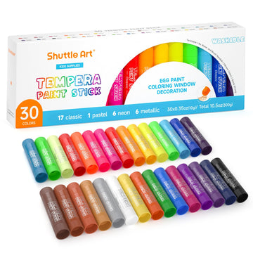 Shuttle Art Tempera Paint Sticks - 30 Colors, Non-Toxic, Quick Drying, 30 Count