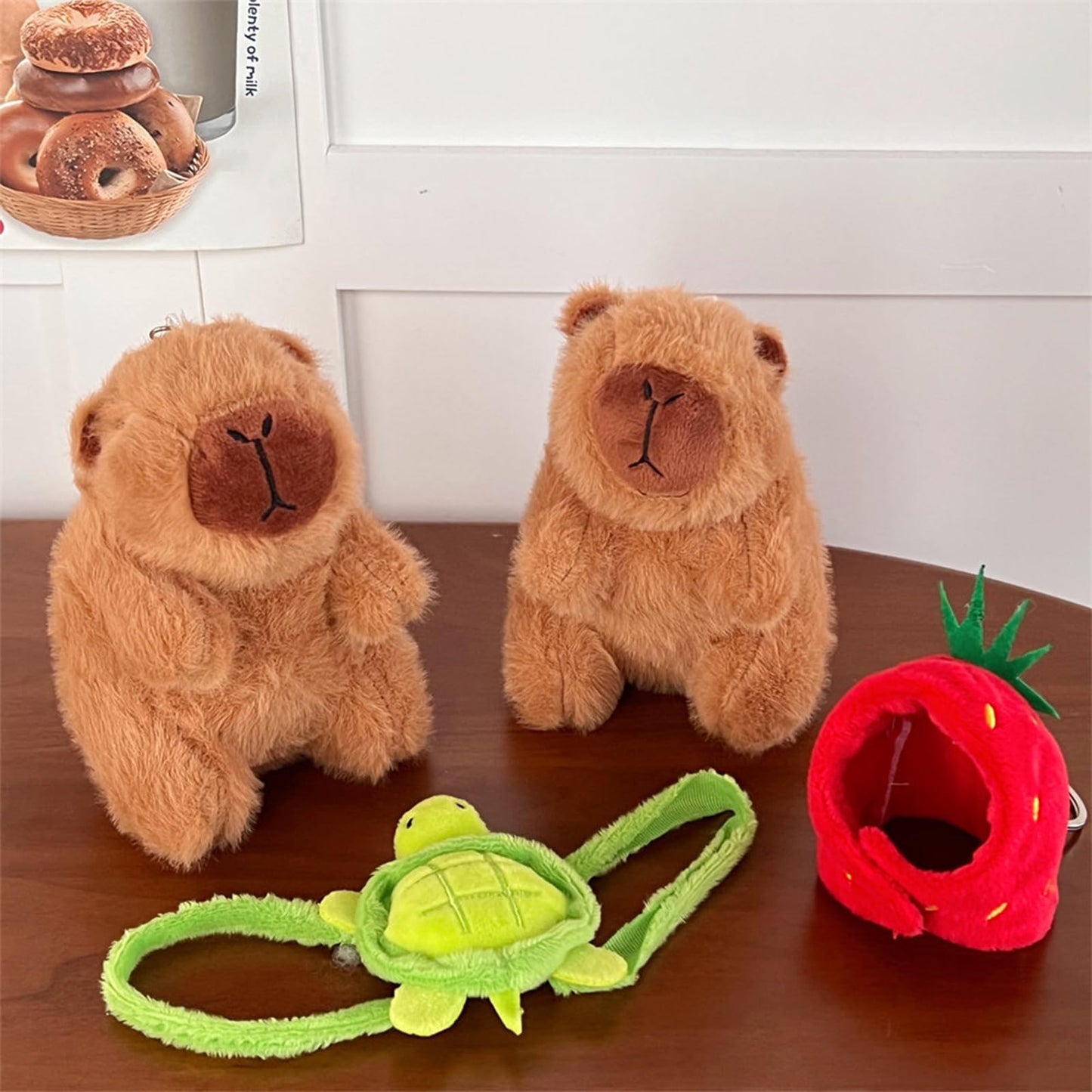 Yopcuvi 3 Pcs Capybara Plush Keychain, Animals Toy Capybara Pendant For Backpack, Cute Bag Pendant, Creative Fluffy Animals Keyr