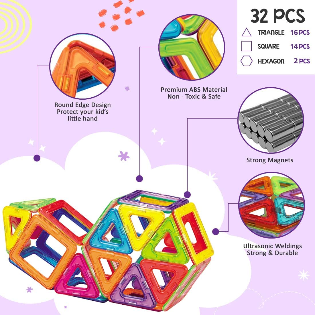 Wembley Magnetic Blocks For Kids Magnet Toys For Boys Girls Brain Development Learning Education Puzzle Game | Next-Generation D