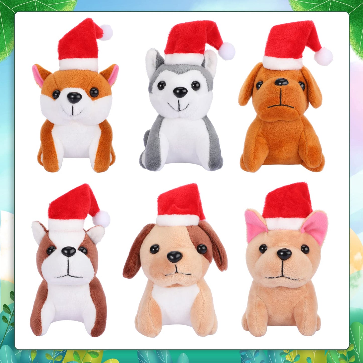 8 Pieces Plush Pets 5 Inch Stuffed Animals Bulk Assorted Cute Stuffed Pet Animal Plush Toys Small Plush Animals For Kids Halloween School Classroom Animal Themed Party Supplies Decors (Santa Style)