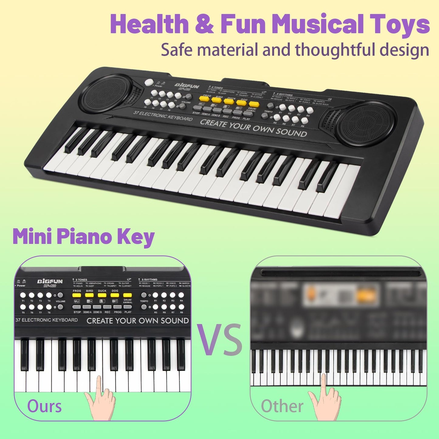 Heepuew Kids Piano Keyboard, 37 Keys Portable Music Keyboard Electric Piano Toys For Children, Educational Instruments Toddler K