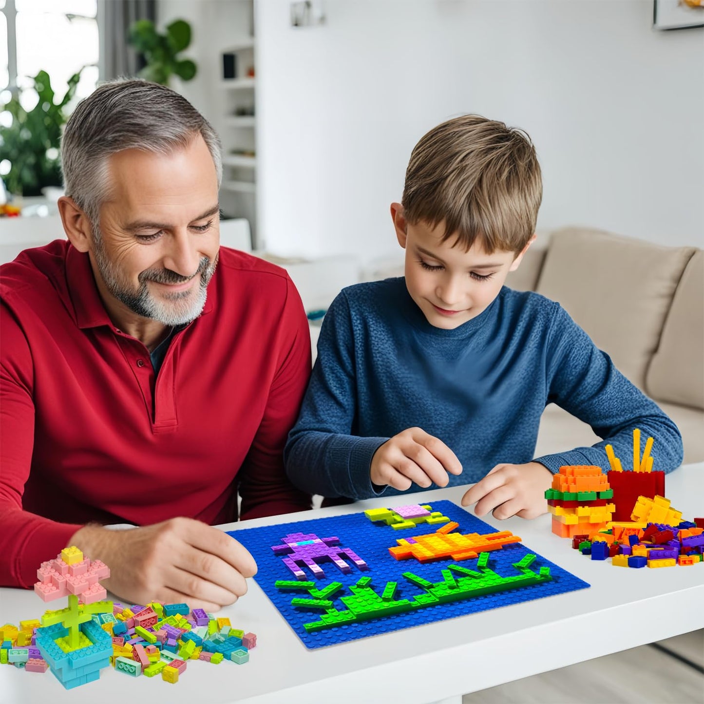 Bestoyz Building Bricks Baseplates Multipack, 32X32 Stud, 8 Pack Of Base Plates In Blue & Green, Base For Building Blocks Creations, 10X10 In. (25.5X25.5 Cm)