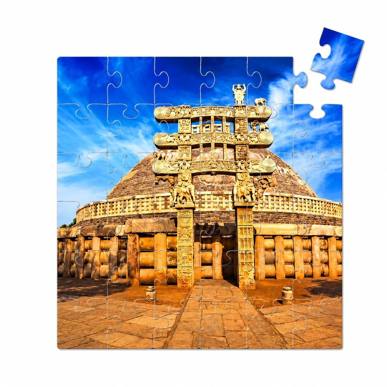 Mittimate Sanchi Stupa Jigsaw Puzzle For Kids Ages 4 5 6 7 8 Years | 36 Pieces Educational Floor Puzzle | Learning & Brain Boost