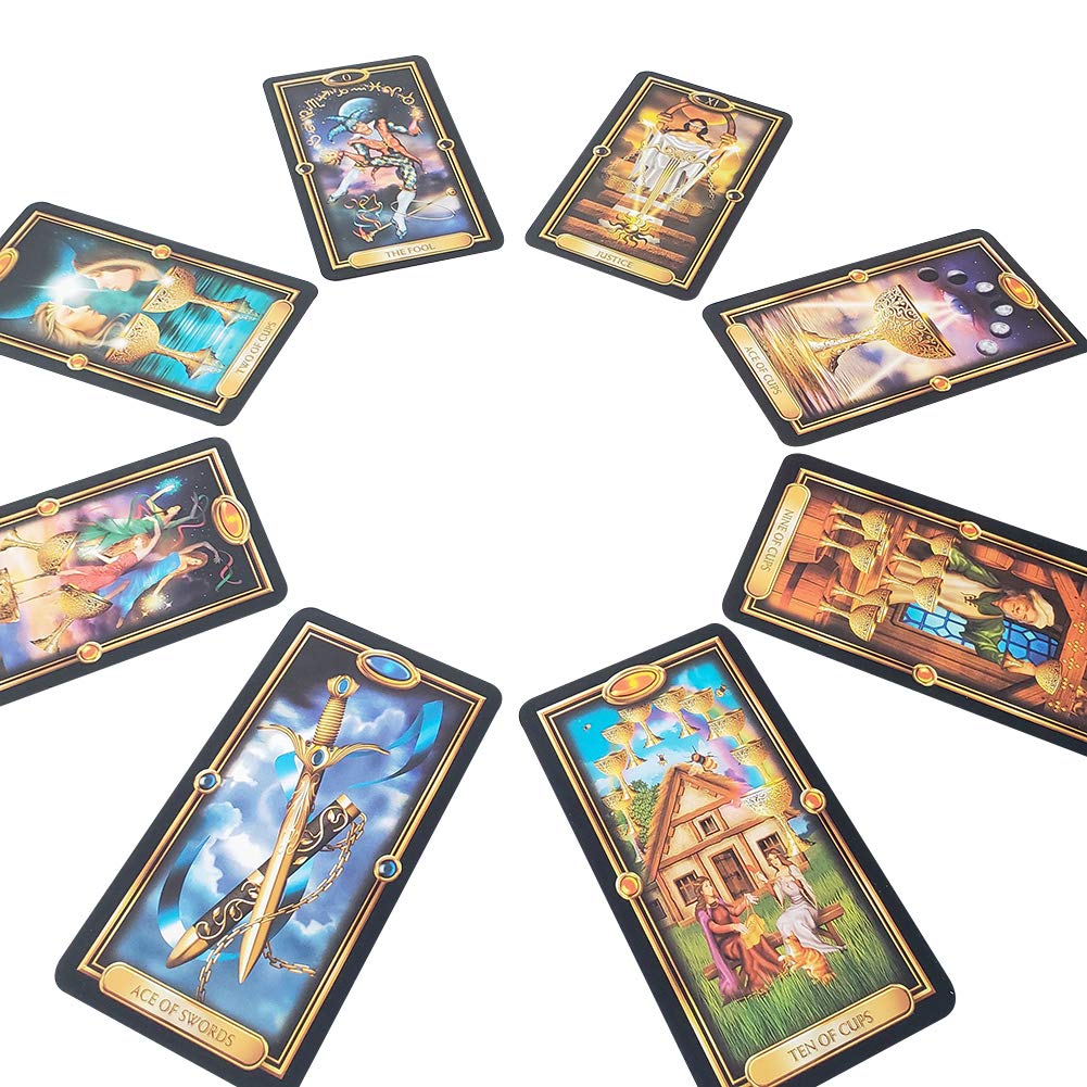 Jamron 78Pcs/Set Tarot Cards Deck Board Future Telling Divination Game English Edition Easy Gildedsn07408