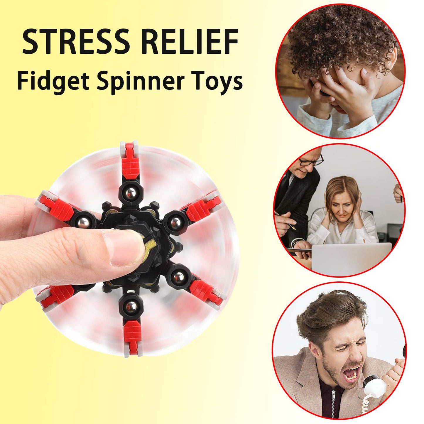 4 Pack Transformable Fidget Spinner Fidget Toys Set, Fidget Spinner Transformable,Sensory Fidget Toys Stress Relief And Anti Anx